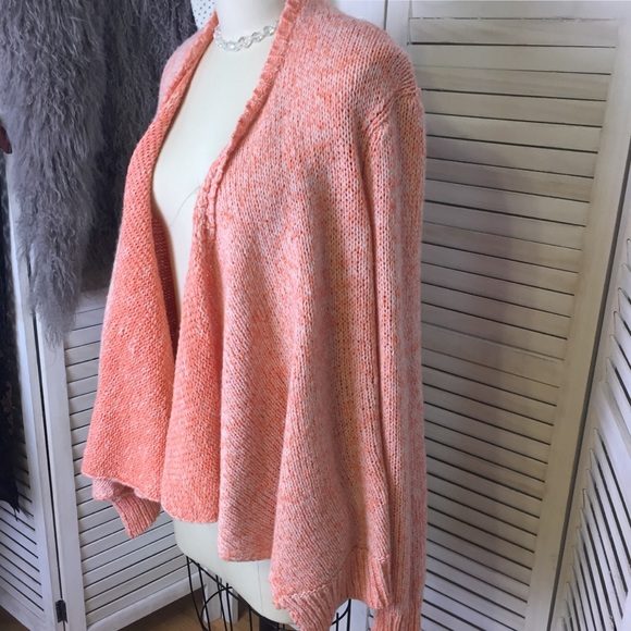 {Anthro} Moth Cream Orange Waterfall Sweater - L - Picture 7 of 8